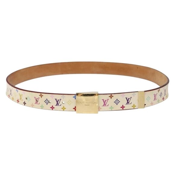 LOUIS VUITTON Monogram Multicolor Ceinture Belt White LV Auth 136549 - Picture 1 of 14